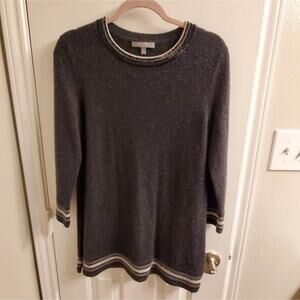 NEIMAN‎ Marcus 100% cashmere beaded trim grey tunic size medium